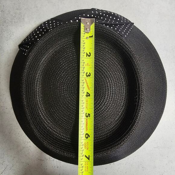 Lord & Taylor Women\'s Classic Black Straw Bucket Hat with Polka Dots Ribbon Bow main image 4
